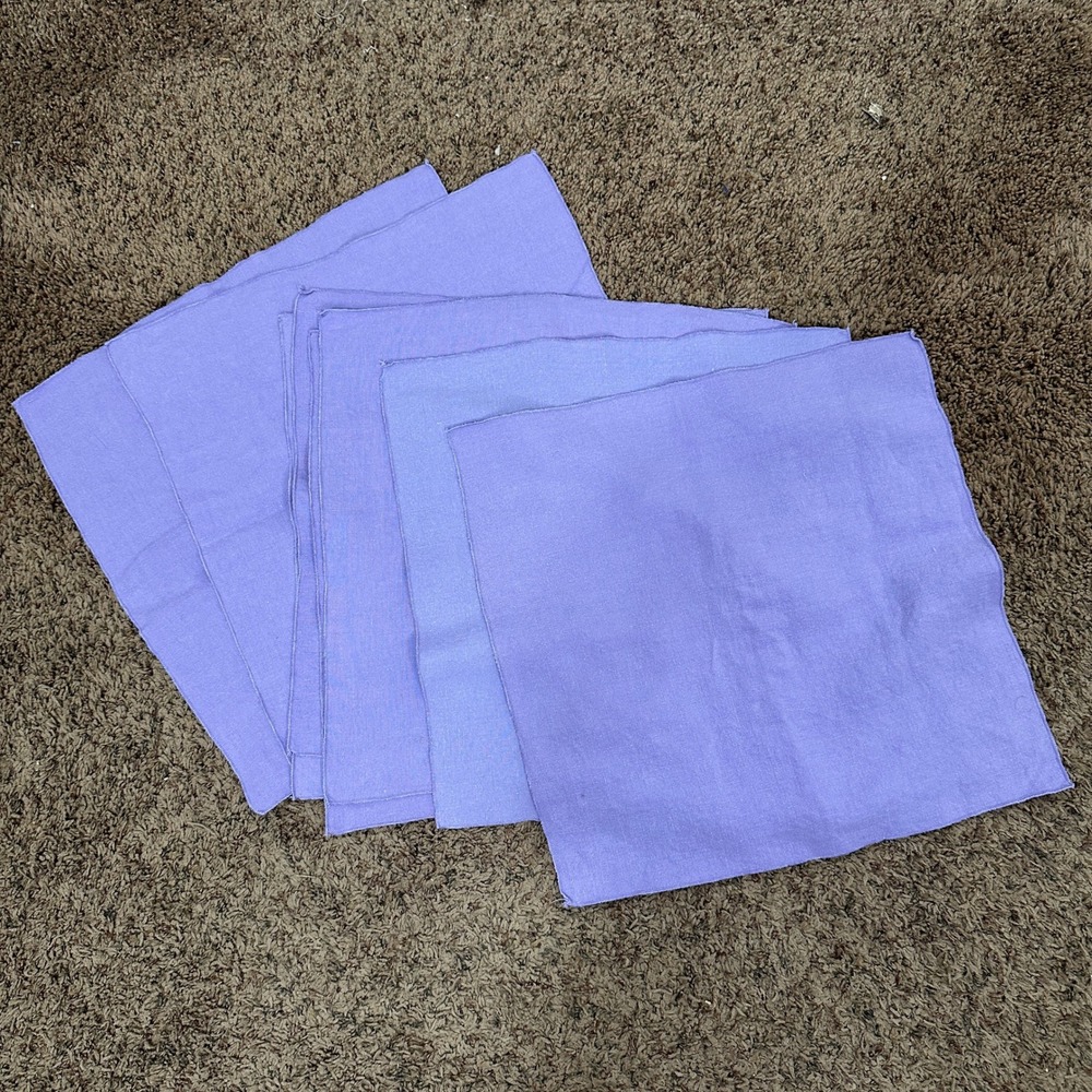 Vintage Lavender Purple Linen Napkins Set of 8 Square Table Linens 15.5x15.25